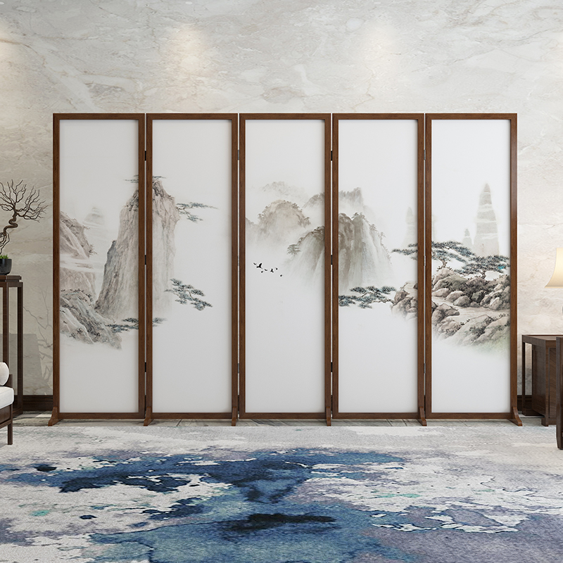 New Chinese screen partition folding moving living room entrance to obscure office room cabin cabin customization