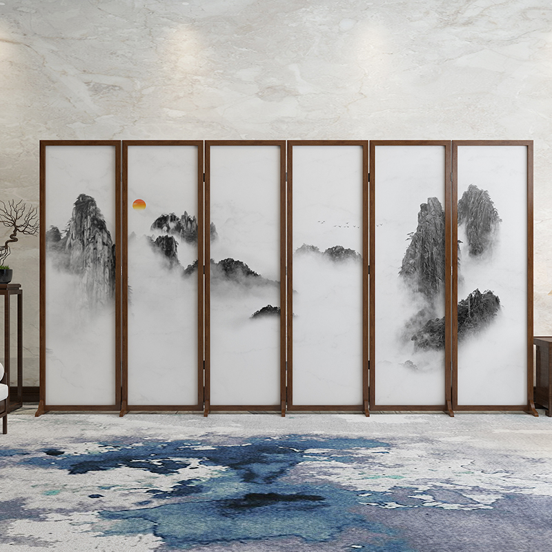 New Chinese solid wood screen partition living room bedroom obscured household office hotel sample room display center can be folded