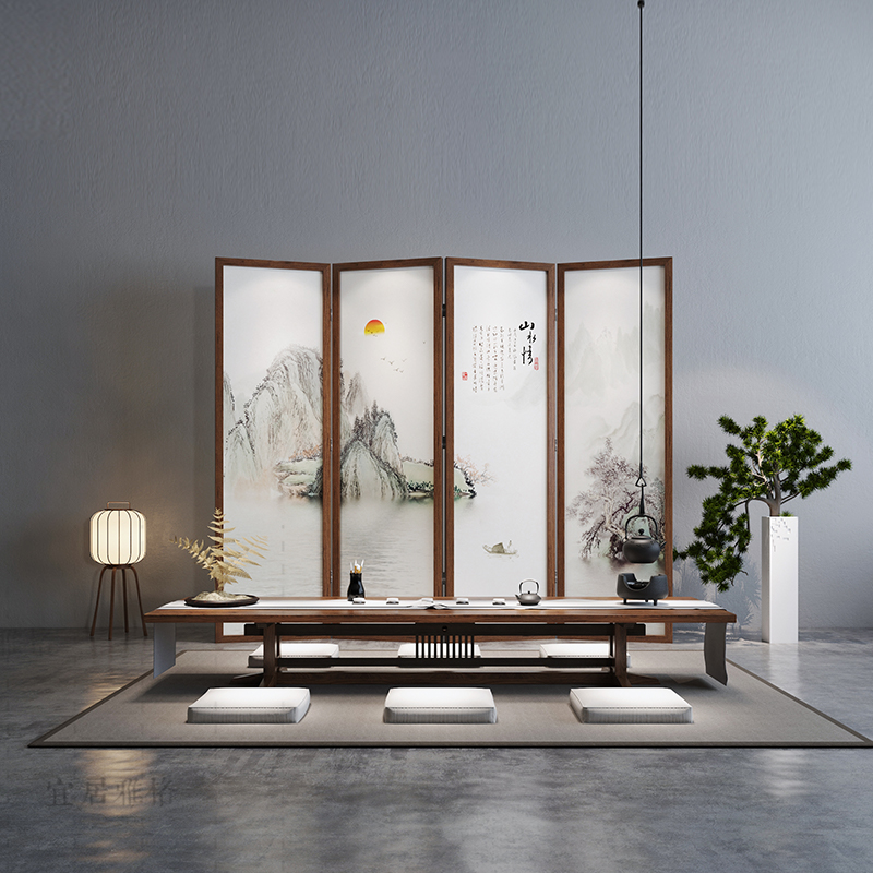 New Chinese Screen Folding Fold mobile into the house Minimalist Living-room Cubicle Bedroom Shelter Home Office Solid Wood