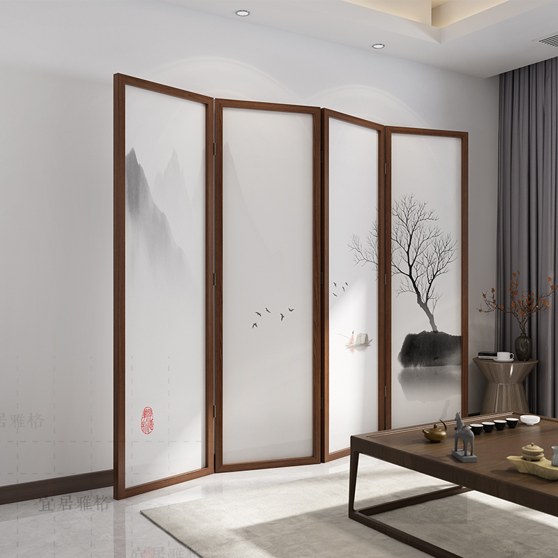 Solid wood screen partition Living room Chinese bedroom Bedroom Shelter Home Office Custom Landscape Ancient Wind Mobile Folding Fold