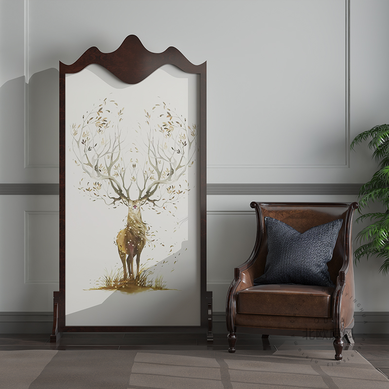 Nordic screen simple screen partition living room fashion hotel restaurant porch seat screen solid wood semi-transparent mobile