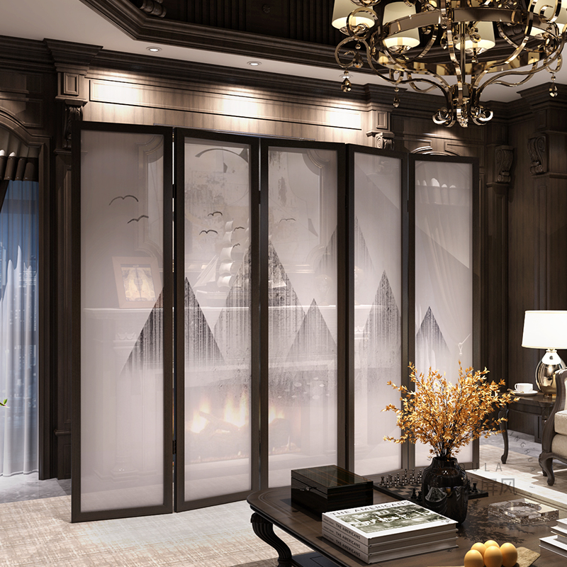 Nordic screen simple solid wood screen porch semi-permeable movable partition folding living room bedroom partition feng shui