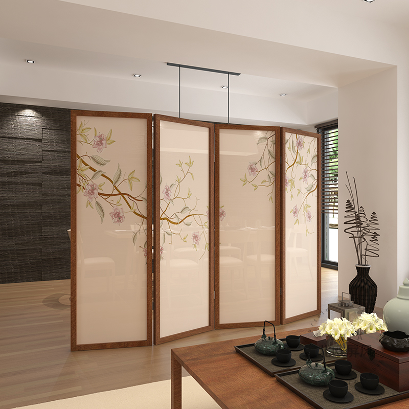 Nordic Screen Modern Minimalist Flower Bird Translucent Mobile Folding Folding Screen Partition Folding Screen Living Room Genguan Bedroom