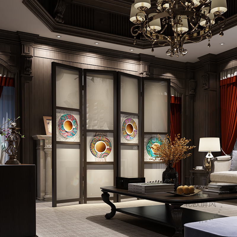 Nordic screen partition living room bedroom entrance simple fashion solid wood folding movable folding screen modern screen