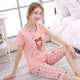 Cắt quần pyjama của phụ nữ quần short ngắn tay cotton bộ 200 kg mỏng phần phục vụ tại nhà cộng với kích thước cô gái mùa hè 5XL - Giải trí mặc / Mum mặc