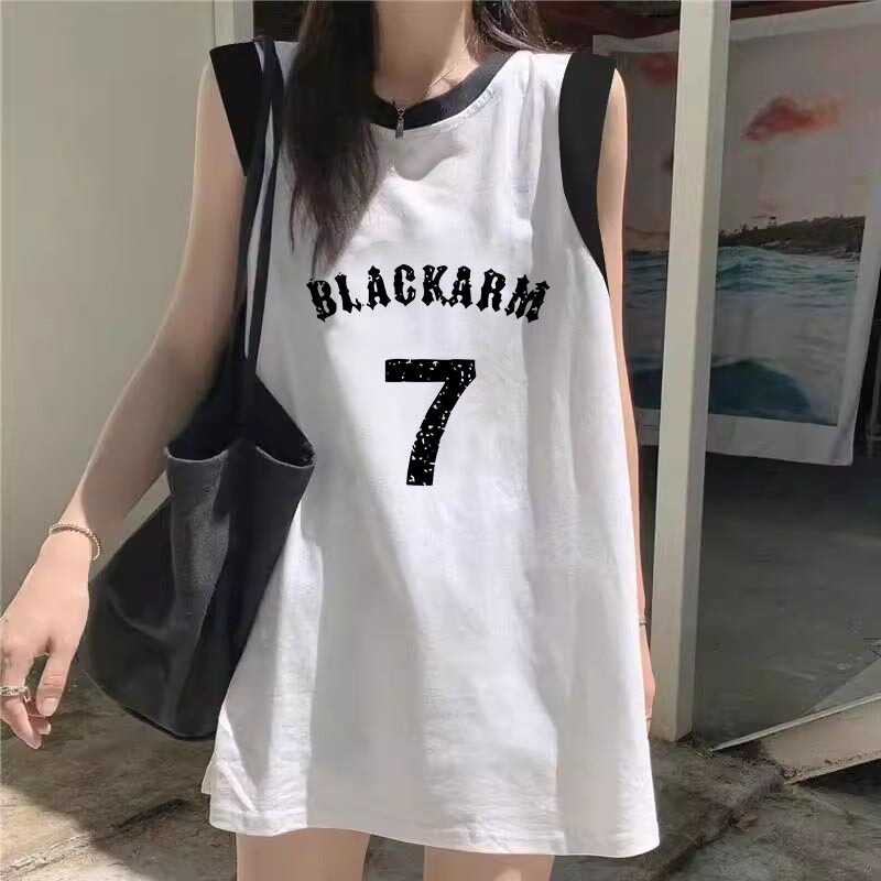 Summer New Style Sleeveless Vest for Women, Pure Cotton, Simple and Loose, Sleeveless T-Shirt, Hong Kong Style ins Trendy Brand Sports Undershirt Summer New Style Sleeveless Vest for Women, Pure Cotton, Simple and Loose, Sleeveless T-Shirt, Hong Kong Style ins Trendy Brand Sports Undershirt
