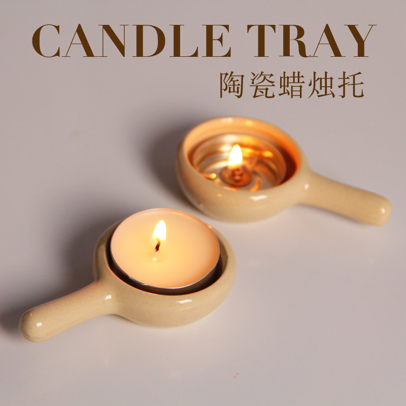 Ceramic aromatherapy essential oil stove candle tray table bedroom small round hotel aromatherapy SPA incense stove bottom support