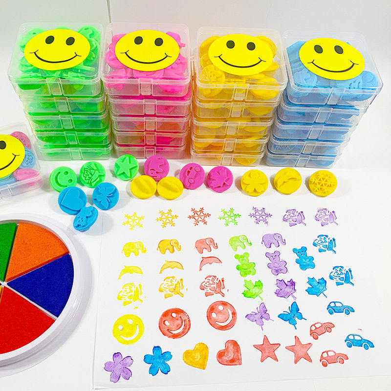 Children's art material diy rubbing pattern seal painting graffiti tool kindergarten children student rubber stamp