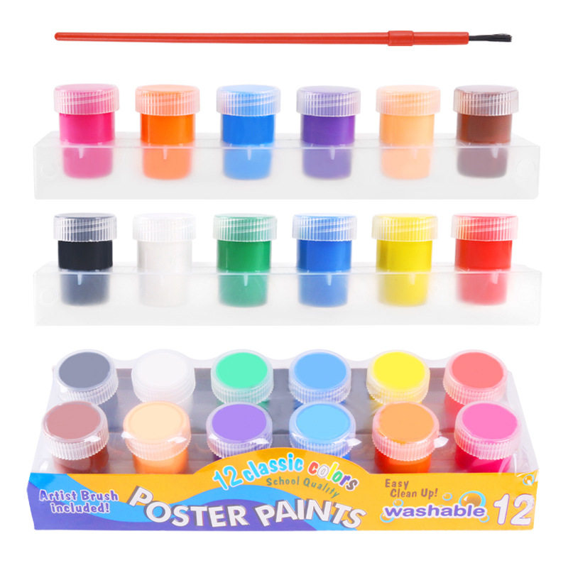 Children's Finger Paint 20ml Brush Paint Set Washable Non-Toxic 12 Colors Graffiti Paint
