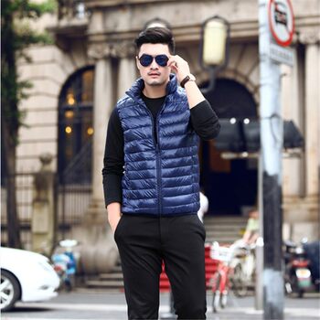 Cross-border supply autumn and winter new men's down jacket vest lightweight stand collar large size vest down jacket casual