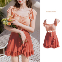 Superfairy South Korean Ins wind bathing suit Womens sweet and beautiful conserved conservative skirt Belly Button Slim Sexy Temperament Spa Swimsuit