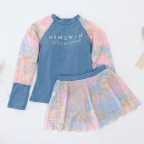 Swimsuit Women Sports Girl Fan Split Skirt Style Long Sleeve Sunscreen Student Conservative class Two sets of covered belly