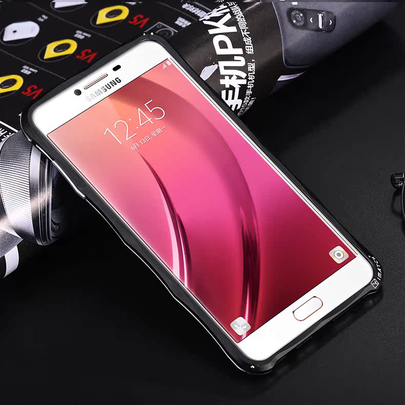 iMatch Slim Light Aluminum Metal Shockproof Bumper with Kickstand for Samsung Galaxy C7 C7000 & C5 C5000
