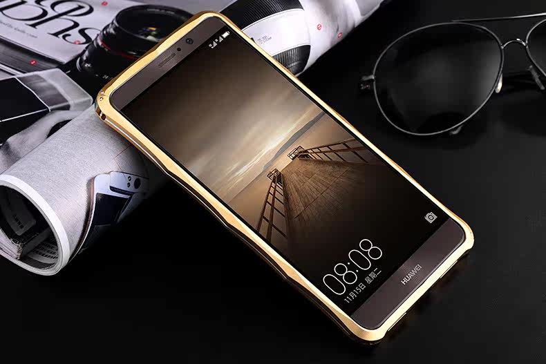 iMatch Slim Light Aluminum Metal Shockproof Bumper Case with Kickstand for Huawei Mate 9