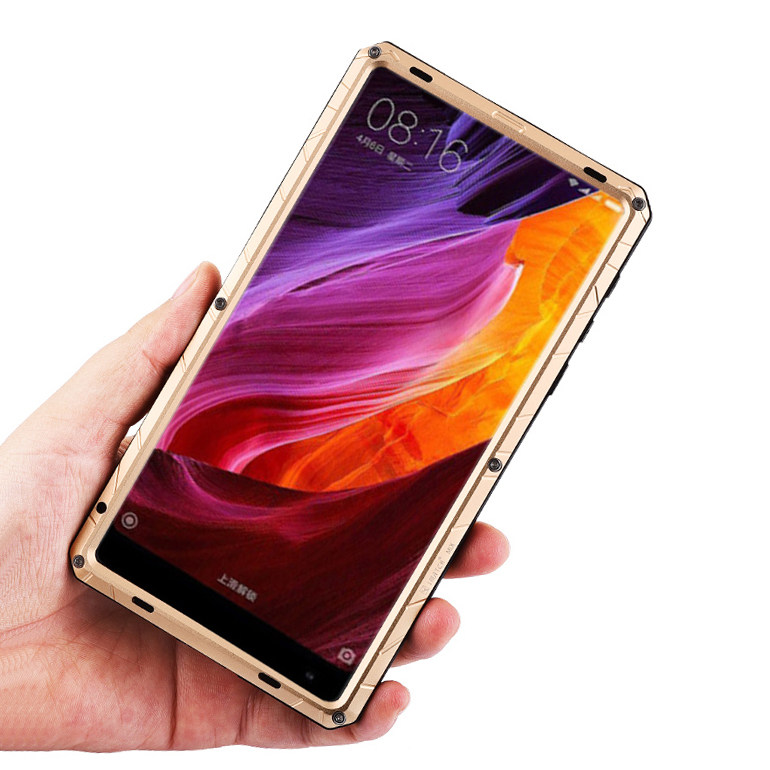 iMatch Water Resistant Shockproof Dust/Dirt/Snow-Proof Aluminum Glass Metal Military Heavy Duty Case Cover for Xiaomi Mi MIX