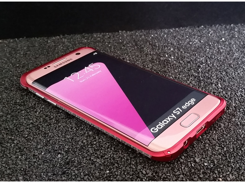 iMatch Slim Light Aluminum Metal Shockproof Bumper with Kickstand for Samsung Galaxy S7 Edge G9350 & S7 G9300