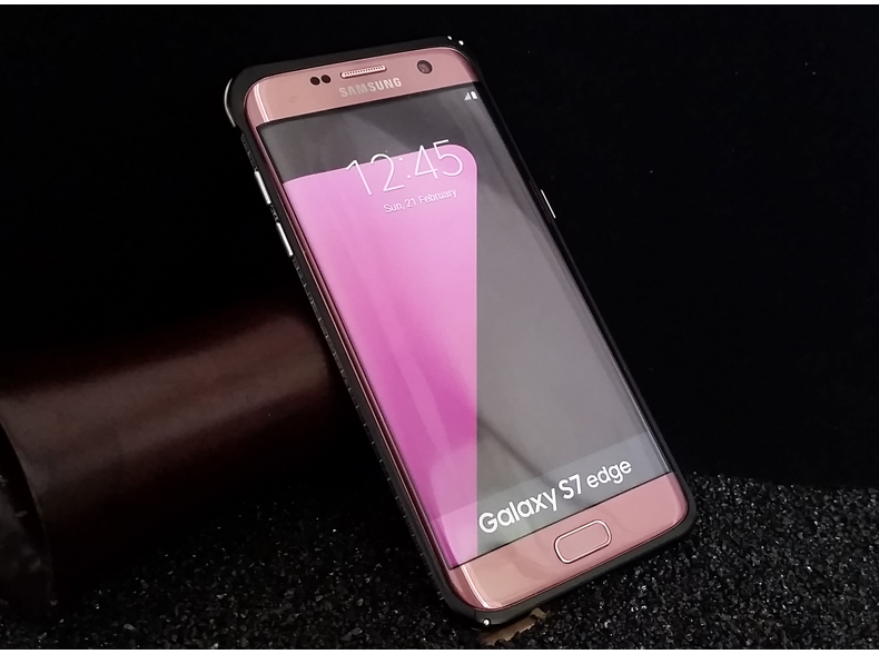 iMatch Slim Light Aluminum Metal Shockproof Bumper with Kickstand for Samsung Galaxy S7 Edge G9350 & S7 G9300