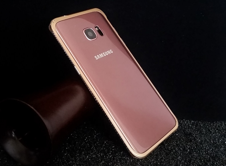 iMatch Slim Light Aluminum Metal Shockproof Bumper with Kickstand for Samsung Galaxy S7 Edge G9350 & S7 G9300