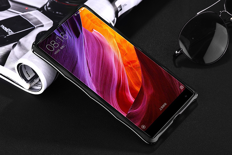 iMatch Slim Light Aluminum Metal Shockproof Bumper Case with Kickstand for Xiaomi Mi MIX
