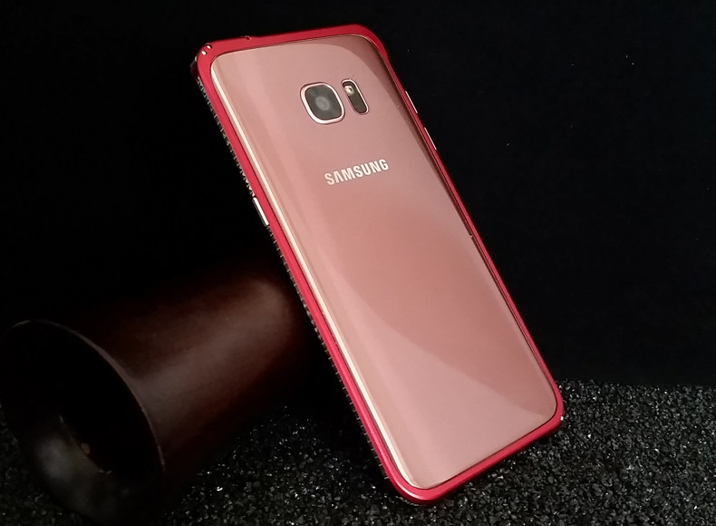 iMatch Slim Light Aluminum Metal Shockproof Bumper with Kickstand for Samsung Galaxy S7 Edge G9350 & S7 G9300
