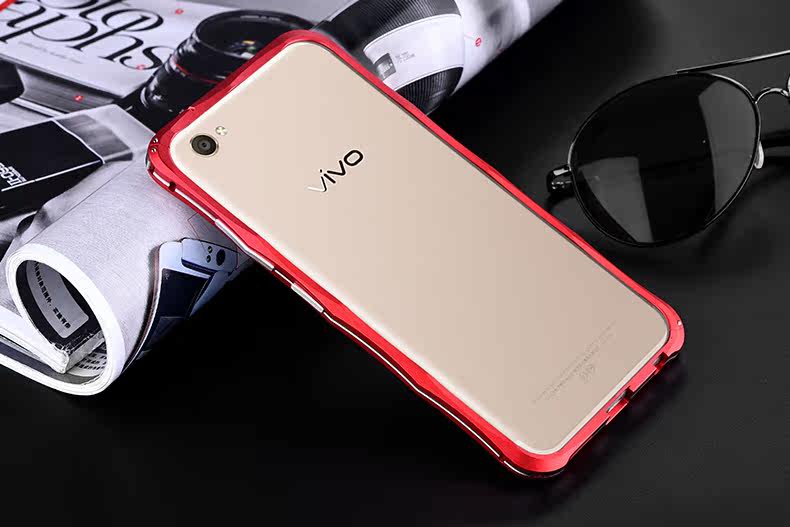 iMatch Slim Light Aluminum Metal Shockproof Bumper with Kickstand for vivo X9