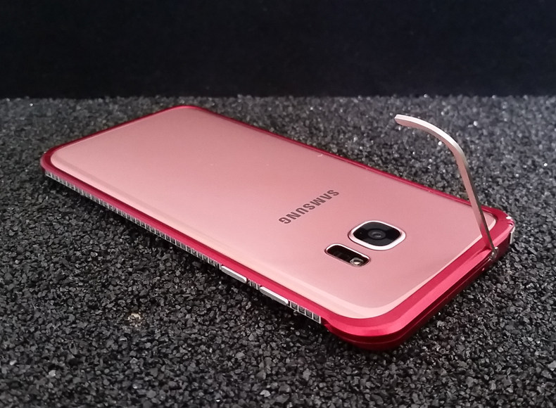 iMatch Slim Light Aluminum Metal Shockproof Bumper with Kickstand for Samsung Galaxy S7 Edge G9350 & S7 G9300