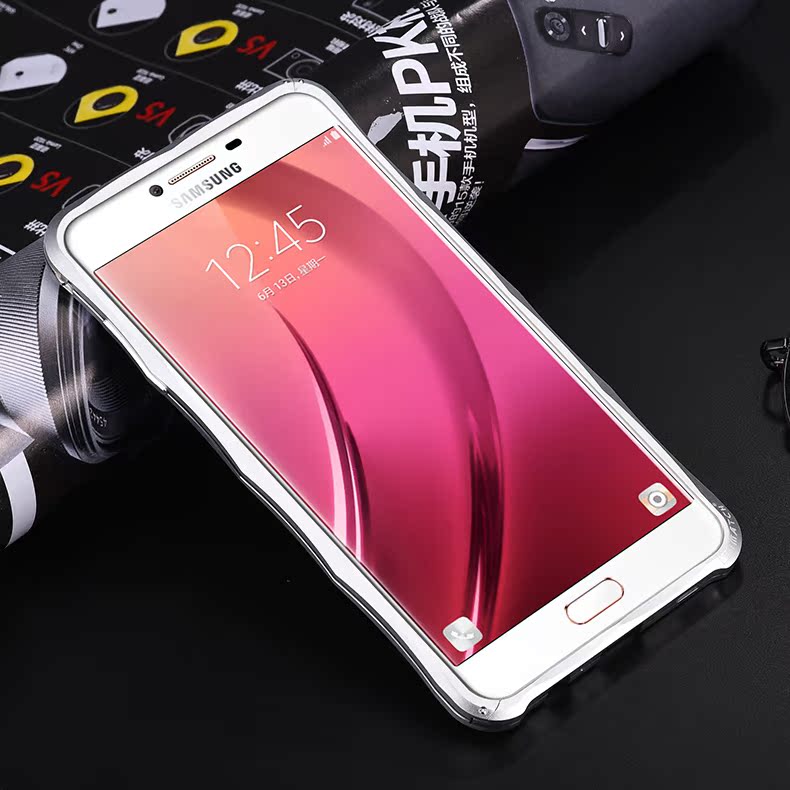 iMatch Slim Light Aluminum Metal Shockproof Bumper with Kickstand for Samsung Galaxy C7 C7000 & C5 C5000