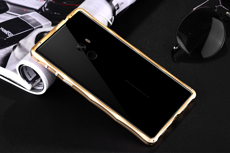 iMatch Slim Light Aluminum Metal Shockproof Bumper Case with Kickstand for Xiaomi Mi MIX