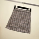 2018 thu đông mới Han Fan nước hoa nhỏ gió tweed kẻ sọc eo cao nữ hoang dã một chiếc túi đeo hông chân váy dành cho người béo bụng