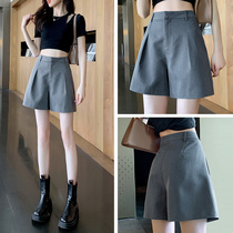 Gray suit shorts Women summer sports thin model 2021 New loose high waist a-shaped casual wide leg hot pants