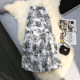 Designed printed skirt women's summer new style ink painting Hepburn style A-line skirt over the knee pleated skirt straight skirt