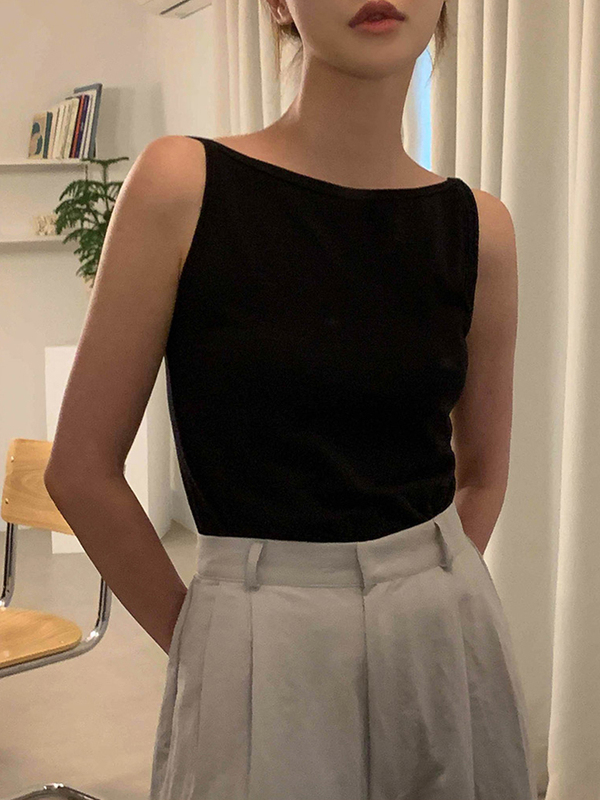 Summer Niche French-Style Off-Shoulder Backless Tank Top for Women, Sleeveless Camisole, Slim-Fit T-Shirt, Elegant Inner Wear