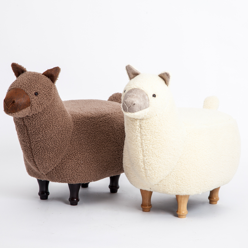 Nordic solid wood shoe changing stool alpaca creative shoe stool removable and washable animal pier low stool designer sofa stool