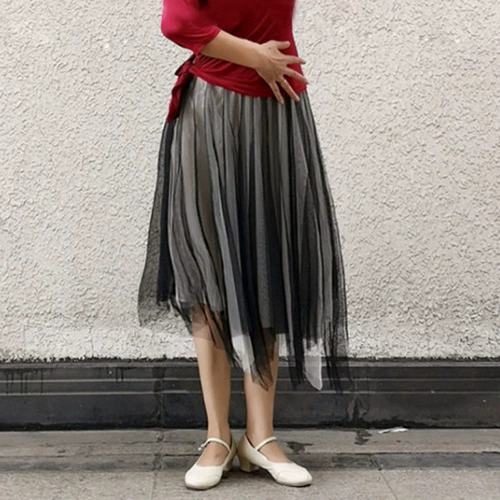 Цветочная и тень Plaza Dance Clothing Halway Юбка сети кожа Sunny Rain Night 982020 Новый Daisaixian