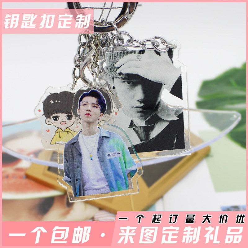 Acrylic couple diy photo double-sided transparent high-end creative personality pendant custom key chain to map customization