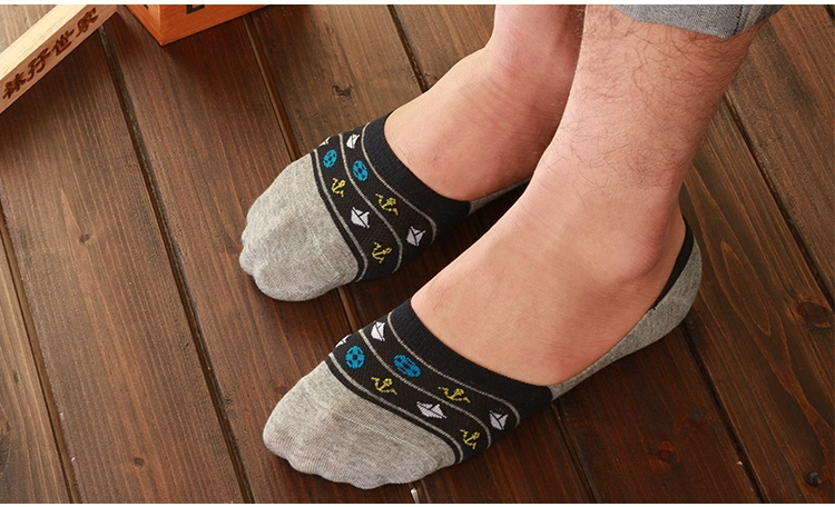 Hàn quốc không có dấu vết vớ vô hình mùa xuân và mùa hè nông miệng thuyền socks nam silicone non-slip không thể có được off với vớ vớ cotton