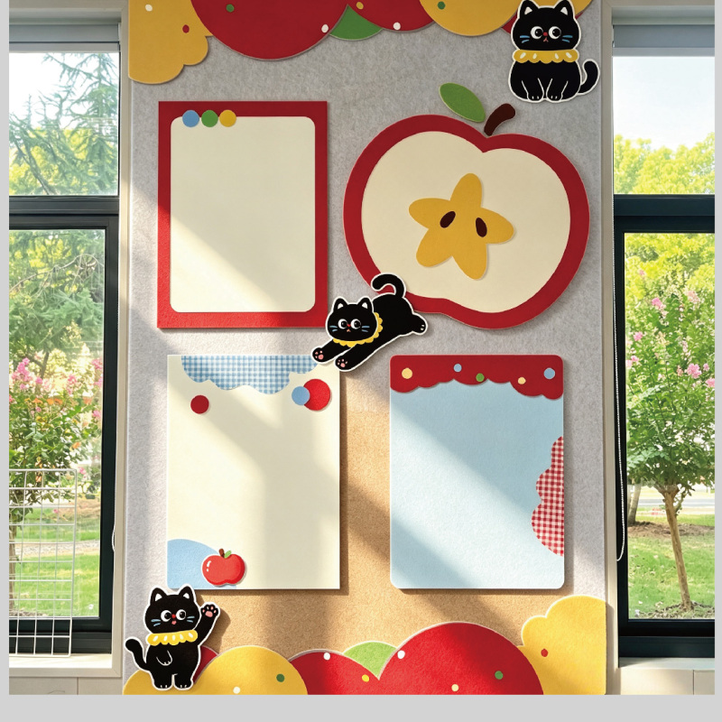 Kindergarten Apple-Themed Environment Creation Tomato Cat Red Back-To-School Season Theme Wall Decoration I Am an Apple