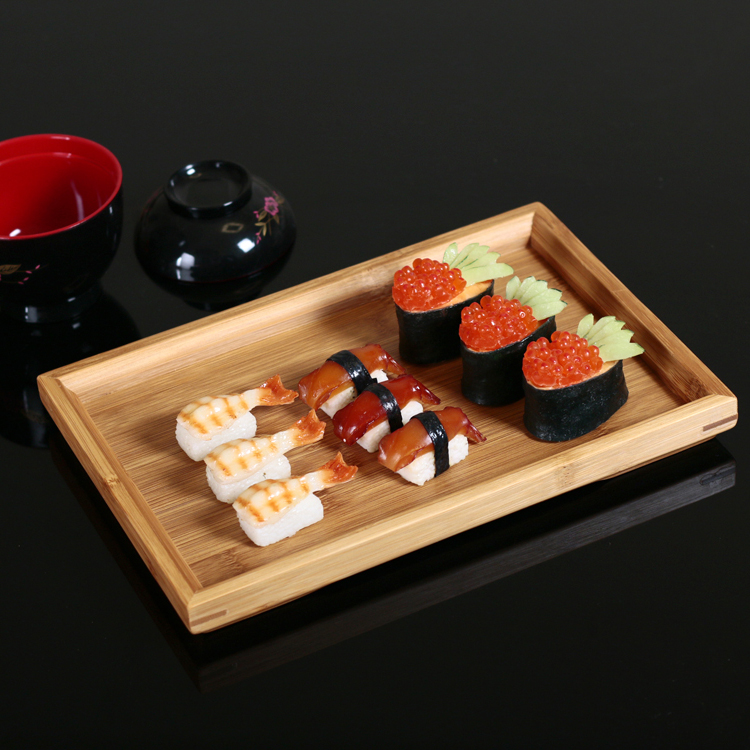 Rectangular bamboo tea plate Sushi sashimi plate Cooking plate Flat edge tray Tea tea heart fruit candy Melon seed tray