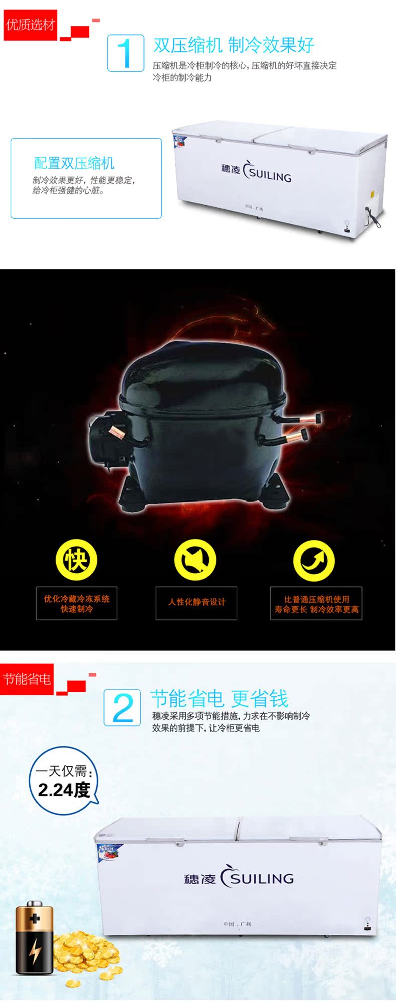 Sui Ling BD-820 tủ đông lạnh chuyển đổi tủ đông lớn tủ đông hải sản thương mại - Tủ đông tủ đông sanaky 4099a1