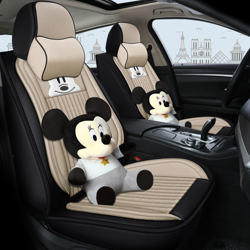 Car seat cushion four seasons general volkswagen polo golf sagittarius cartoon women's fabric all-inclusive linen seat cover
