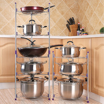 Pot rack kitchen multi-layer shelf stainless steel table rack floor-to-ceiling compartment pot storage triangular pot shelf