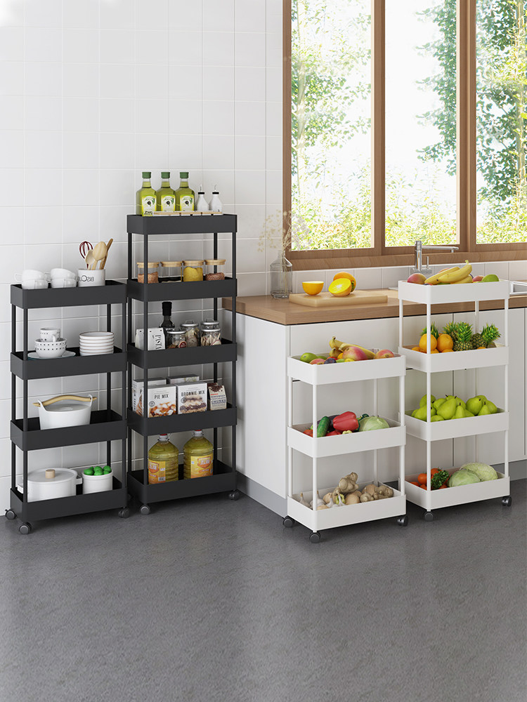 Kitchen bathroom rack powder room mobile trolley floor multi-layer sundries sorting and storage kitchen rack