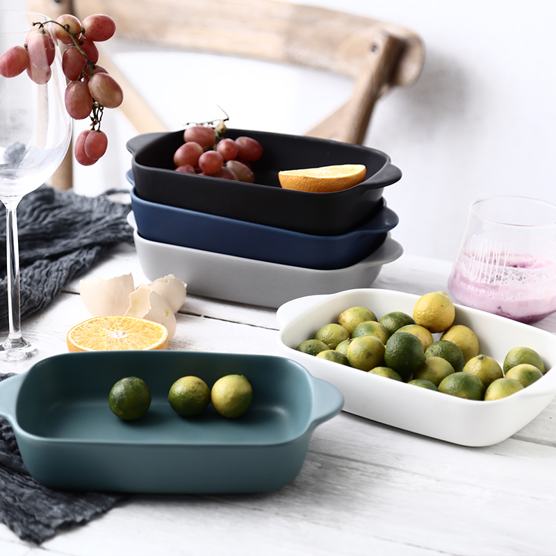 Export cheese baked rice plate microwave oven baking plate ceramic Western food plate oven special tableware creative plate home