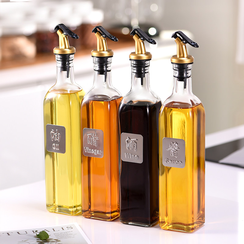 Oil Pot Glass Home Leak Prevention Kitchen Oil Vinegar Tank Oil Sauce Bottle Wine Vinegar Bottle Sauce Bottled Oil Bottle Suit