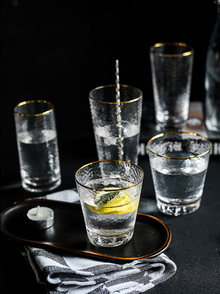 Japanese-style Phnom Penh Hammer Mesh Glass Water Cup Drinking Tea Cup Wine Cup Juice Cup Beverage Cup Ins Household Set