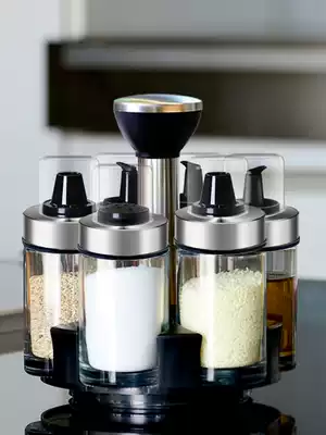 Seasoning box set Leak-proof glass oil pot Vinegar seasoning tank Salt tank seasoning bottle Oil bottle seasoning tank Kitchen supplies