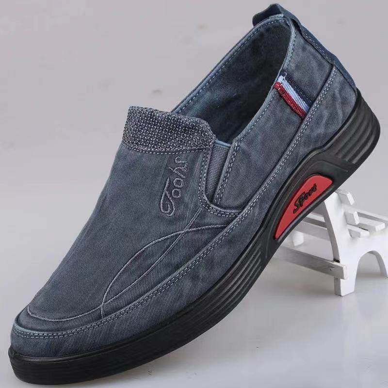 Canvas shoes men's pedal trend all-match spring and summer breathable low-top washed cloth shoes casual shoes old Beijing cloth shoes