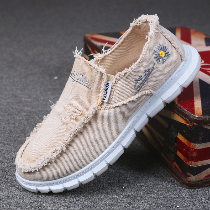 Cloth Shoes Men's Summer Breathable 2022 New Men's Shoes 100 Hitch Fashion Men Casual Shoes Light Embroidery Canvas Shoes Men 