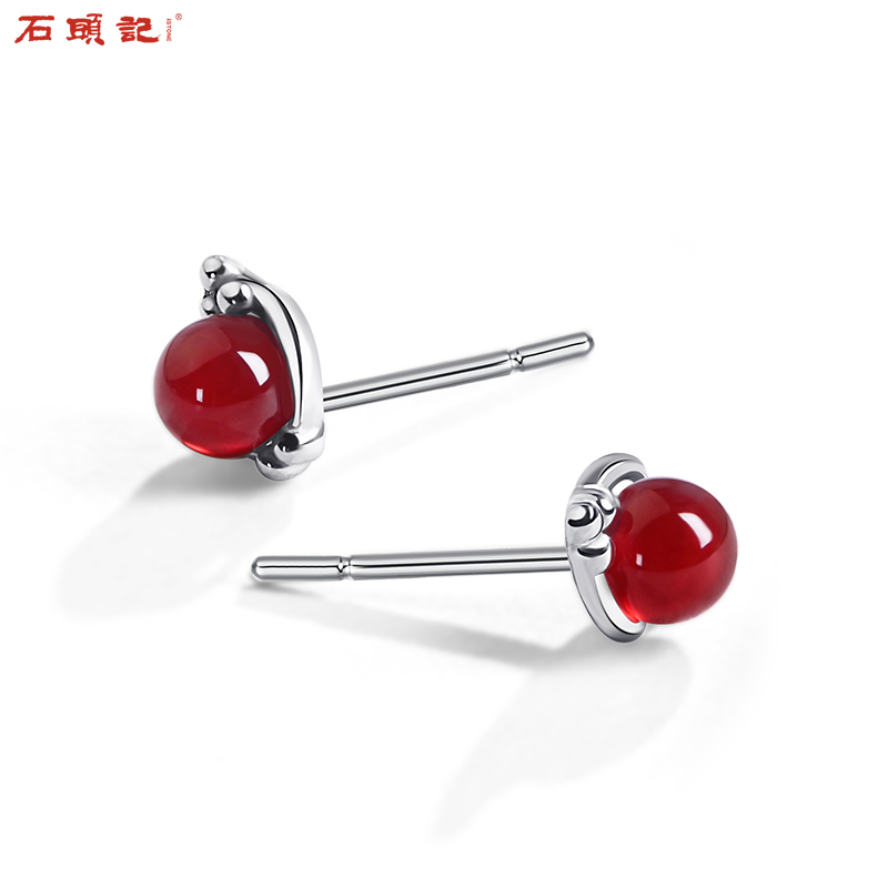 iSTONE stone headstone headnote red Manau ear pin female minimalist with a silver ear ring personality earbuter