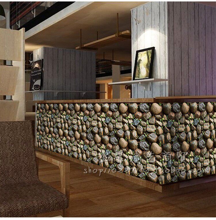 Retro nostalgic 3D three-dimensional waterproof brick pattern self-adhesive hotel wallpaper Cafe bar dining room PVC adhesive wallpaper